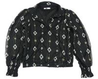 Černo-stříbrno-zlatá pruhovaná vzorovaná halenka WE