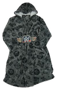 Tmavosivý plyšový župan - Wrestler a kapucňou George