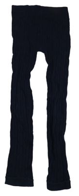 Tmavomodré žebrované/vzorované punčochové legíny 