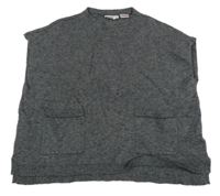 Tmavosivá melírovaná úpletová oversize vesta ZARA