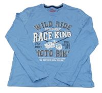 Modré tričko s nápismi a motorkou Pepperts!