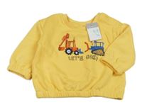 Nové - tmavožltá mikina so stavebními stroji PRIMARK