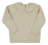 Smotanový vlnený sveter s golierikom George