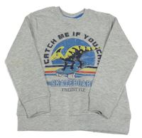 Sivá melírovaná mikina s dinosaurom Kids