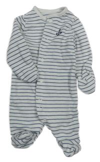 Bielo-modrý pruhovaný overal s kotvou Tu