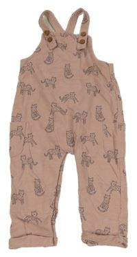 Starorůžové melírované cargo laclové tepláky se šelmami Next