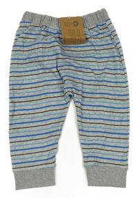 Nové - sivo-modro-cobaltovoě modro-čierne pruhované melírované turecké tepláky coco baby