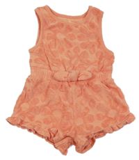 Lososový květovaný kraťasový overal s volánky George