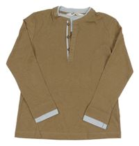 Hnědé melírované triko se všitou košilí H&M 