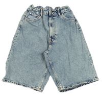 Modré plísňové loose fit waist riflové kraťasy H&M