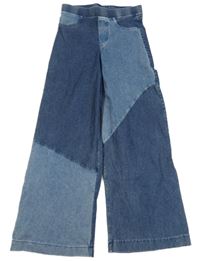 Modro-tmavomodré wide leg teplákové rifle H&M
