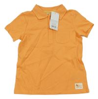 Nové - oranžové polo tričko s nášivkou a kapsou so cute