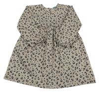 Hnědobéžovo-smetanovo-čiernošedé vzorované úpletové šaty PRIMARK