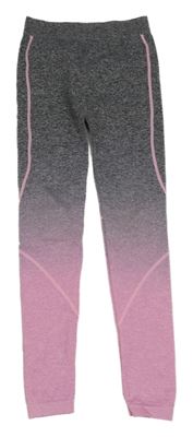 Černo-šedo-růžové melírované sportovní legíny PRIMARK