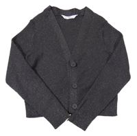Tmavosivý melírovaný rebrovaný úpletový prepínaci crop sveter so trblietkami M&S