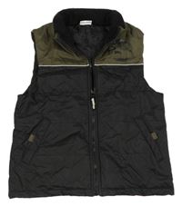 Černo-khaki prešívaná šušťáková zateplená vesta s číslom DOGNOSE