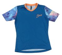 Petrolejové tričko s farebnymi rukávy a nápisom Scott