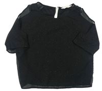 Čierne bodkované šifónové tričko zn. H&M