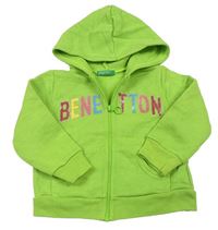 Zelená prepínaci mikina s logom a kapucňou Benetton