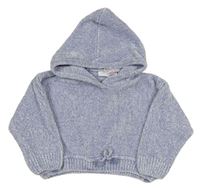 Světlemodrý žinylkový crop svetr s kapucí Zara