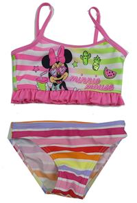 Barevné pruhované dvoudílné plavky s Minnie