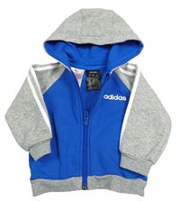 Modro-šedá propínací mikina s kapucí Adidas
