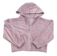 Levandulová rebrovaná zamatová prepínaci crop mikina s kapucňou Matalan