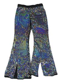 Čierno-strieborné metalické slávnostné flare nohavice M&S