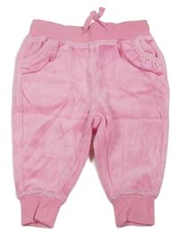 Ružové zamatové tepláky s volánikmi Mothercare