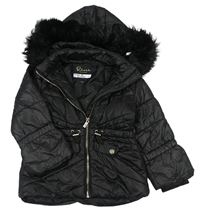 Čierna šušťáková zimná bunda s kapucňou River Island