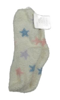 Nové - Smotanové chlpaté ponožky s hviezdami Dunnes
