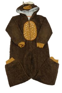 Hnědá chlupatá kombinéza s kapucí - los White Stuff