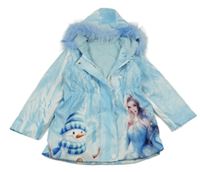 Světlemodrá šusťáková zateplená bunda s princeznou a kapucí Shein
