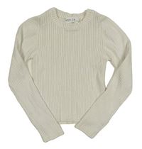 Biely rebrovaný crop sveter Lefties