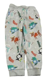 Sivé melírované tepláky s vánočním motívom Nutmeg