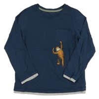 Tmavomodré tričko s lenochodem a vreckom George