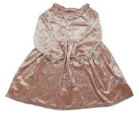 Růžové sametové šaty s volánkem H&M