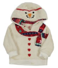 Krémová chlpatá mikina so šálou a kapucí - sněhulák F&F