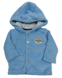 Svetlomodrá chlpatá prepínaci mikina s mývalem a kapucňou Ergee