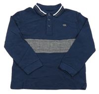 Tmavomodro-kostkované polo triko Nutmeg