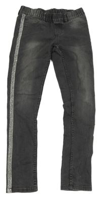 Tmavosivé džegíny s trblietavým pruhom Y.F.K.