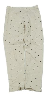 Světlebéžové květované legíny H&M