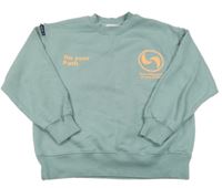 Zelenošedá mikina s potlačou a nápisom Zara