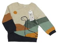 Nové - Béžovo-barevný svetr s dinosaurem Orchestra