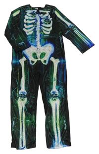Kostým - Černo-modro-zelený overal - kostra