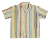 Smetanovo-barevná pruhovaná lněná košile H&M
