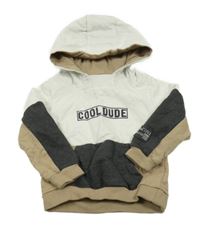 Smetanovo-hnedo-antracitová mikina s nápisom a kapucňou C&A