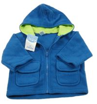 Nové - Modrá fleecová prepínaci mikina s kapucňou Peacocks