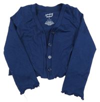 Tmavomodrý úpletový prepínaci crop sveter