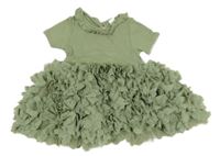 Zelené bavlněno/tylové šaty s 3D vzorem H&M